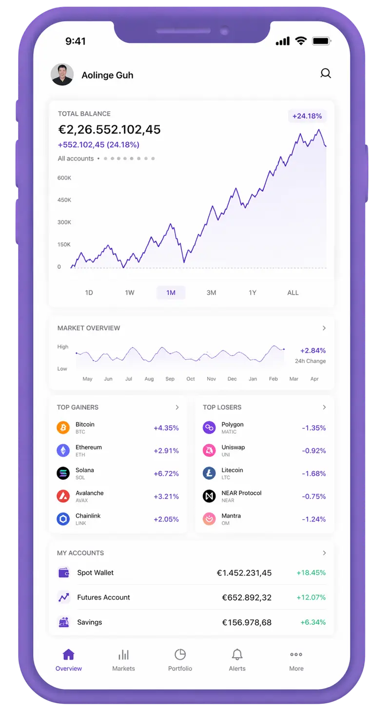 Index Dexair Opt mobile app showing portfolio overview